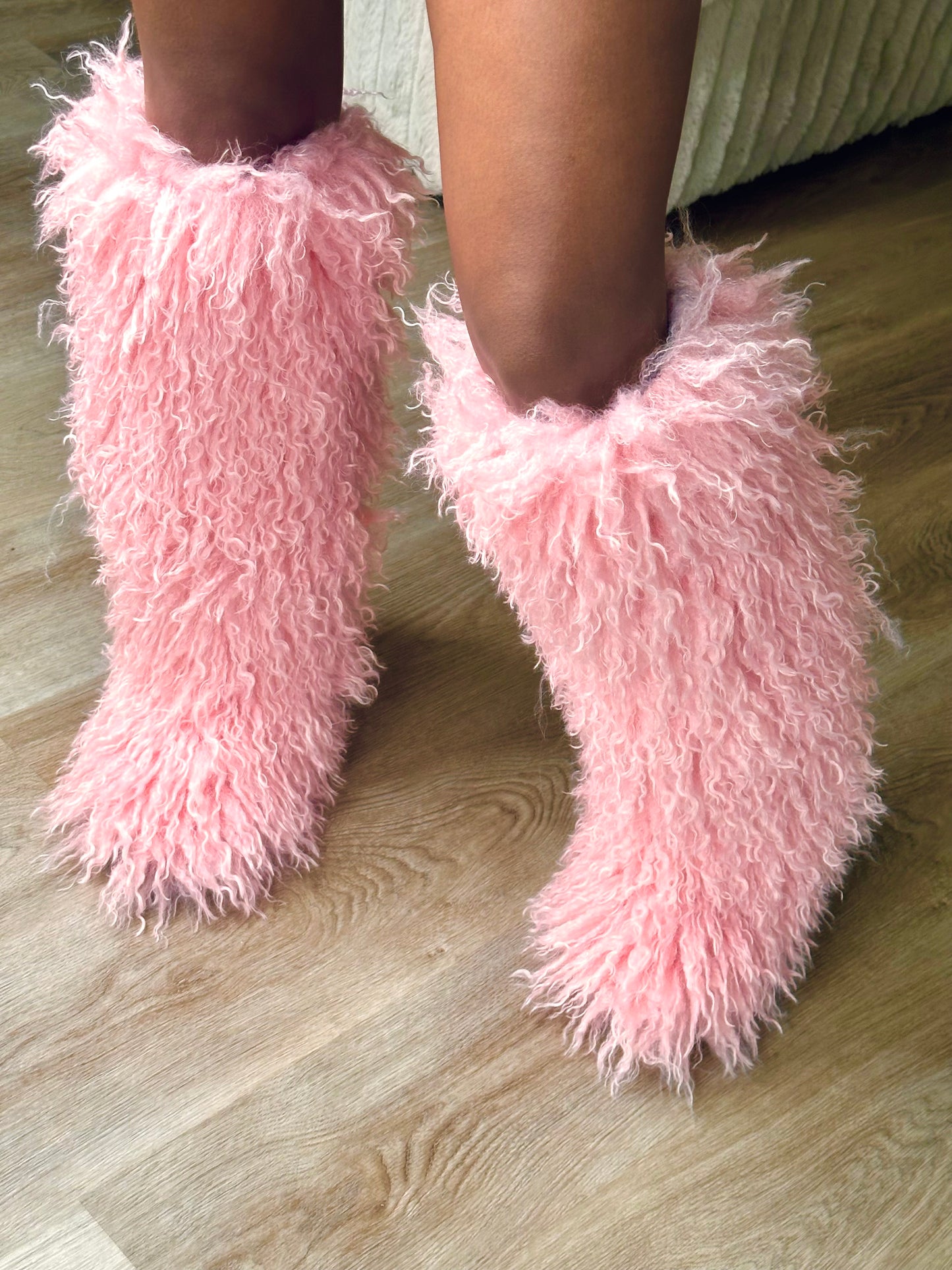 Pink Teddy fur Boots