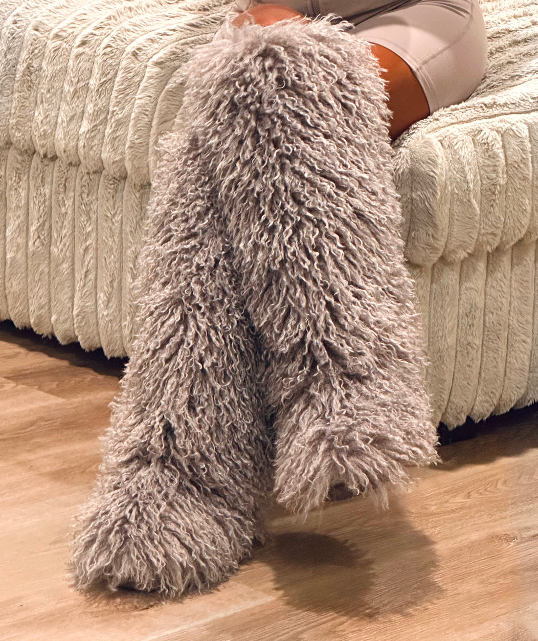 Fluffy Fur Boots Gray