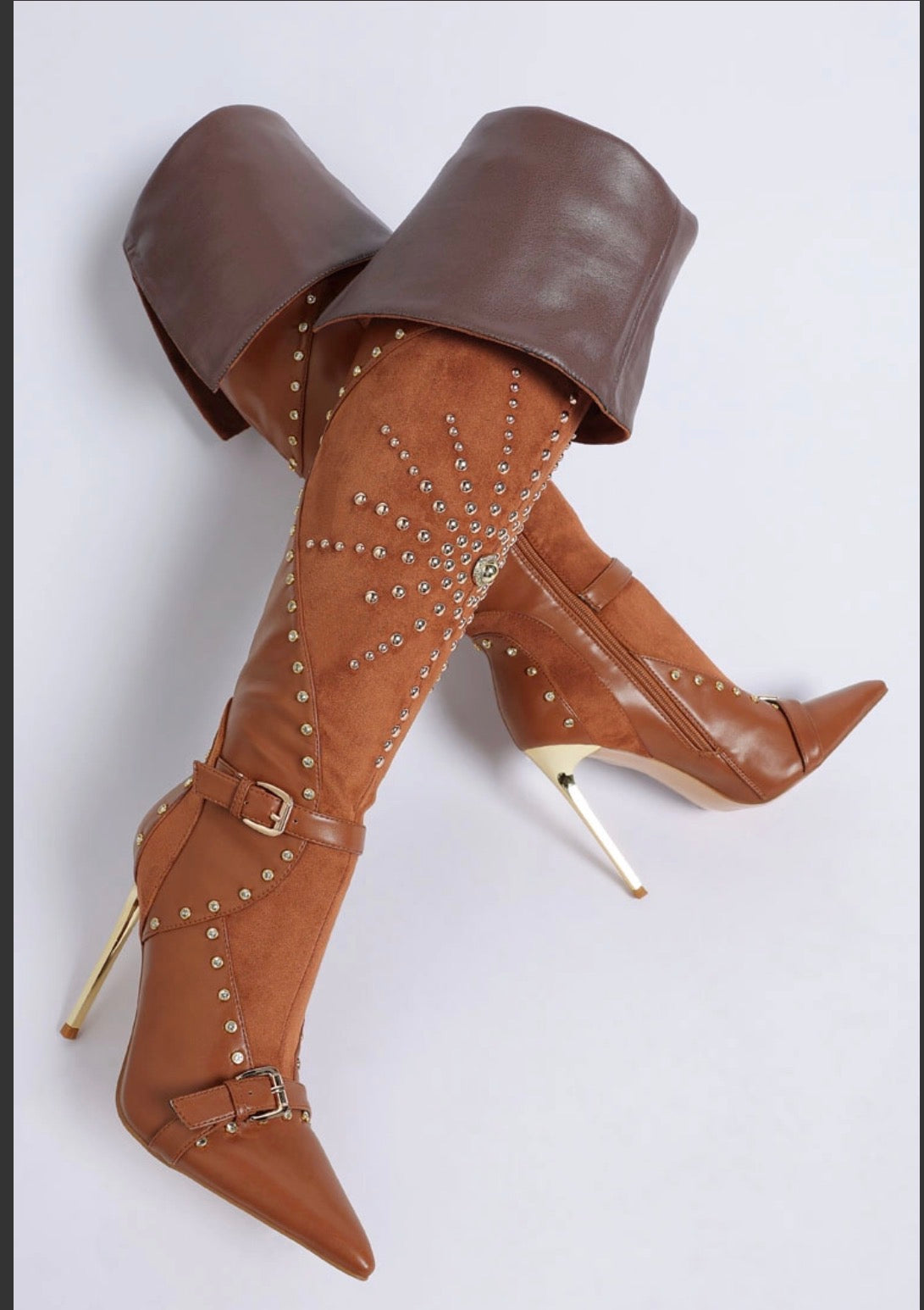 Tan Embellished stiletto Boots