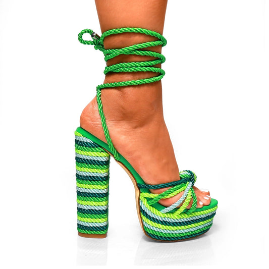 Green Chunky Rope heels